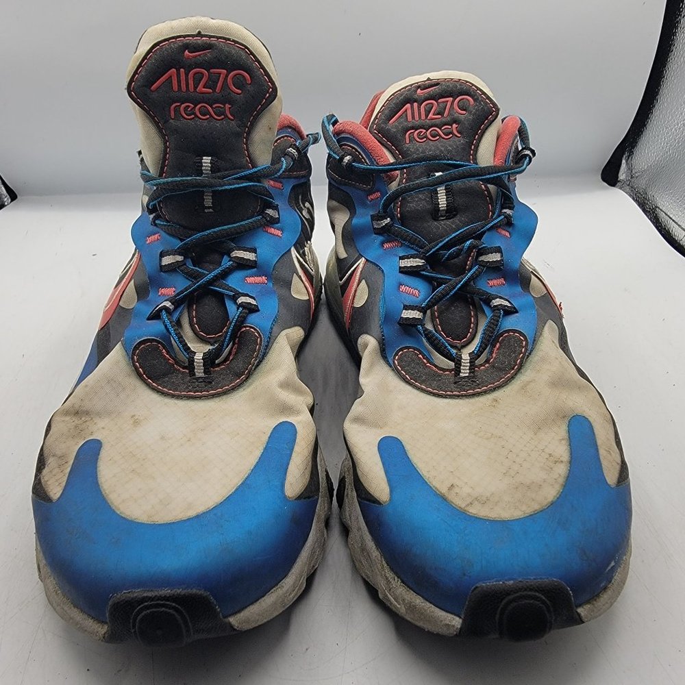 Nike Air Max 270 React Mens 10.5 White Blue Time Capsule Edition Shoes CT1616400 - Picture 2 of 13